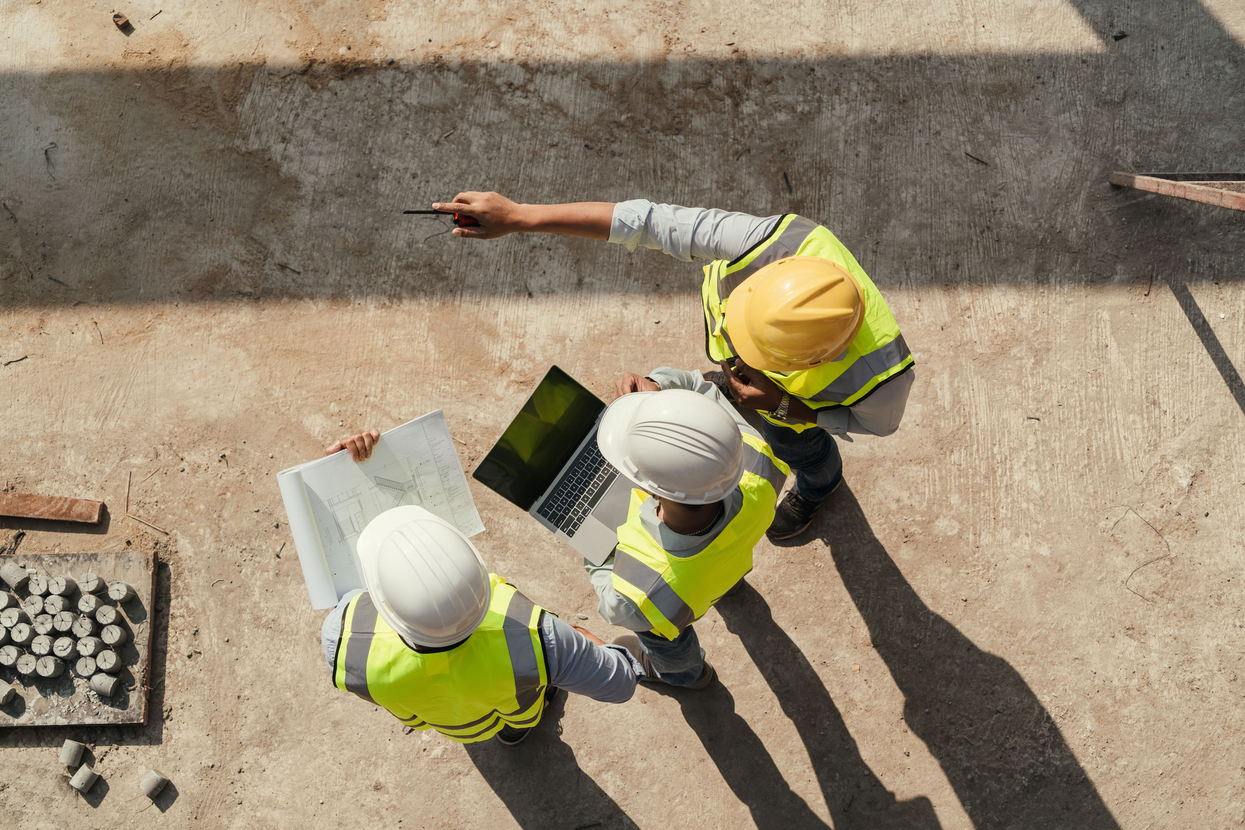Overhead of architects at job site